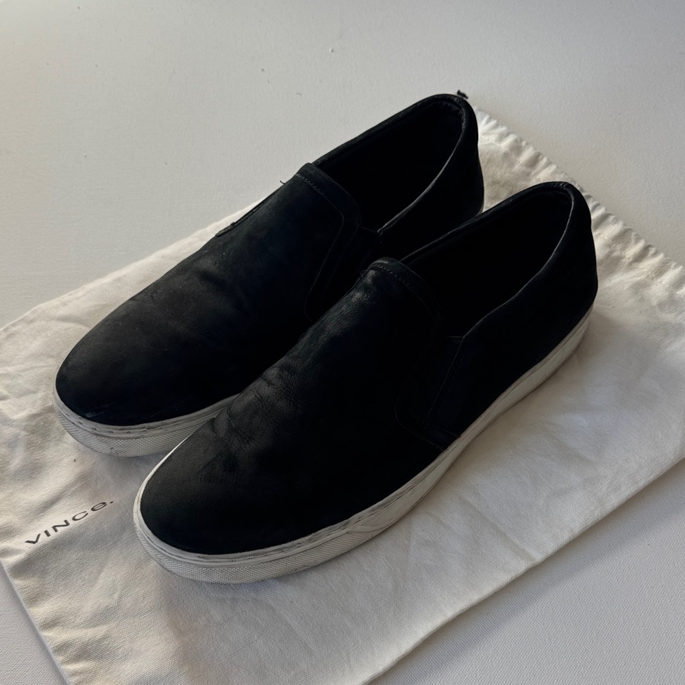 Vince Men's Black Suede Slip-On Loafers